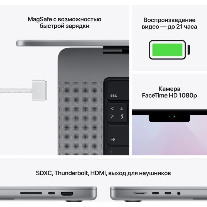 Ноутбук Apple MacBook Pro A2485 M1 Pro 10 core/16Gb/SSD512Gb/16 core GPU/16.2"/Mac OS/grey space