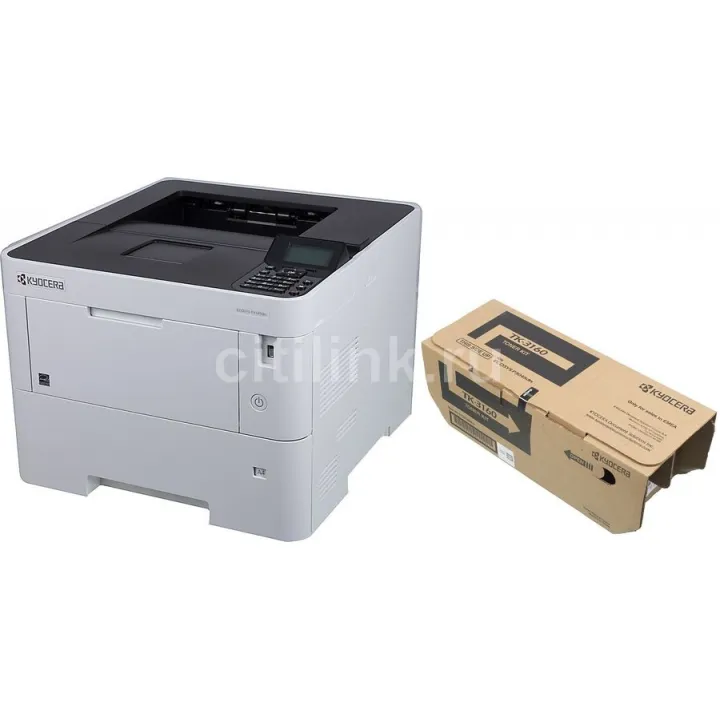 Принтер лазерный Kyocera P3145dn + картридж,  черно-белый, цвет белый